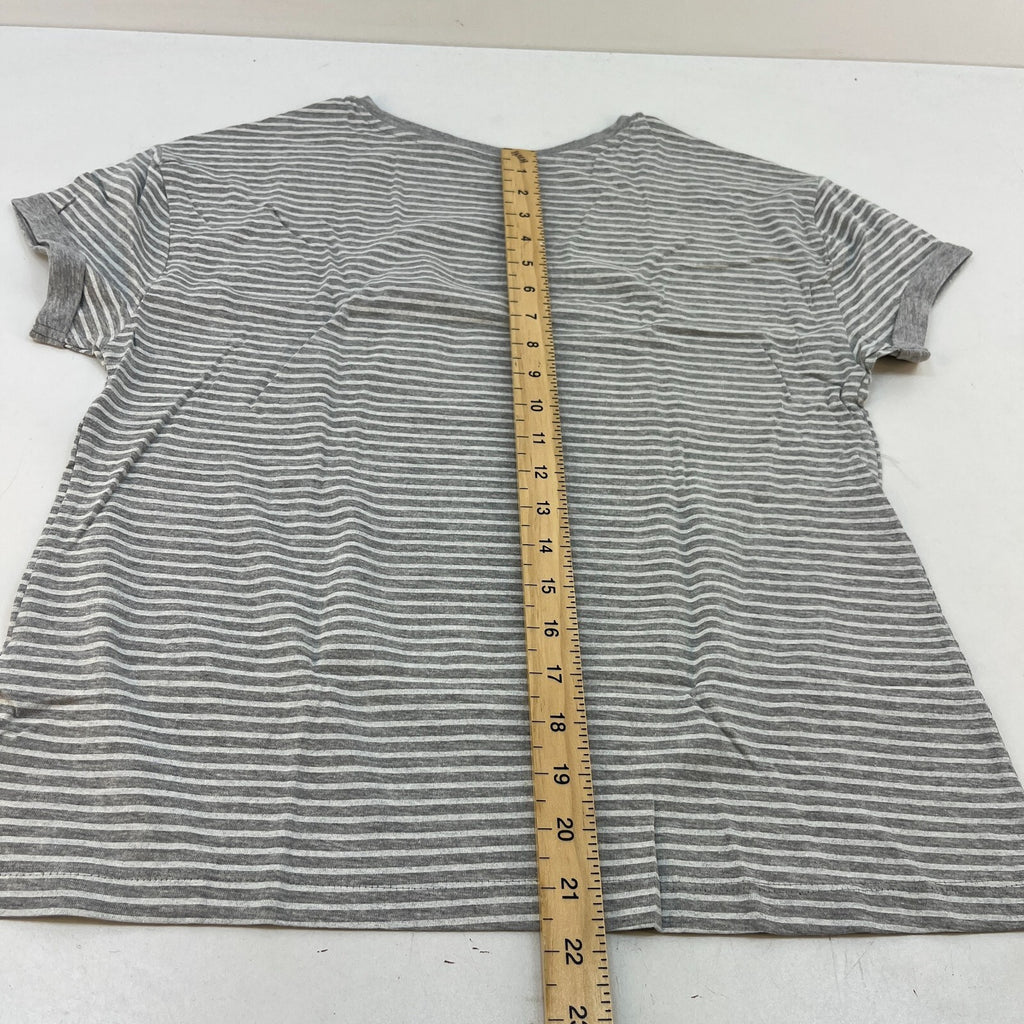 M&S Ladies Pyjama Set UK S 8-10 Grey Striped Long Leg Short Sleeve New