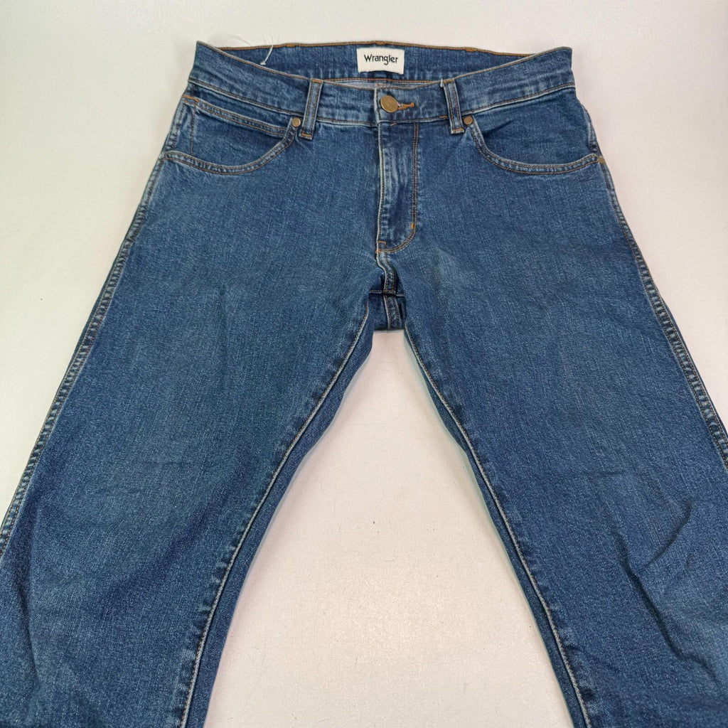 Wrangler Larston Mens Jeans Slim Tapered Skinny Stretch Mid Blue Denim W30" L32"