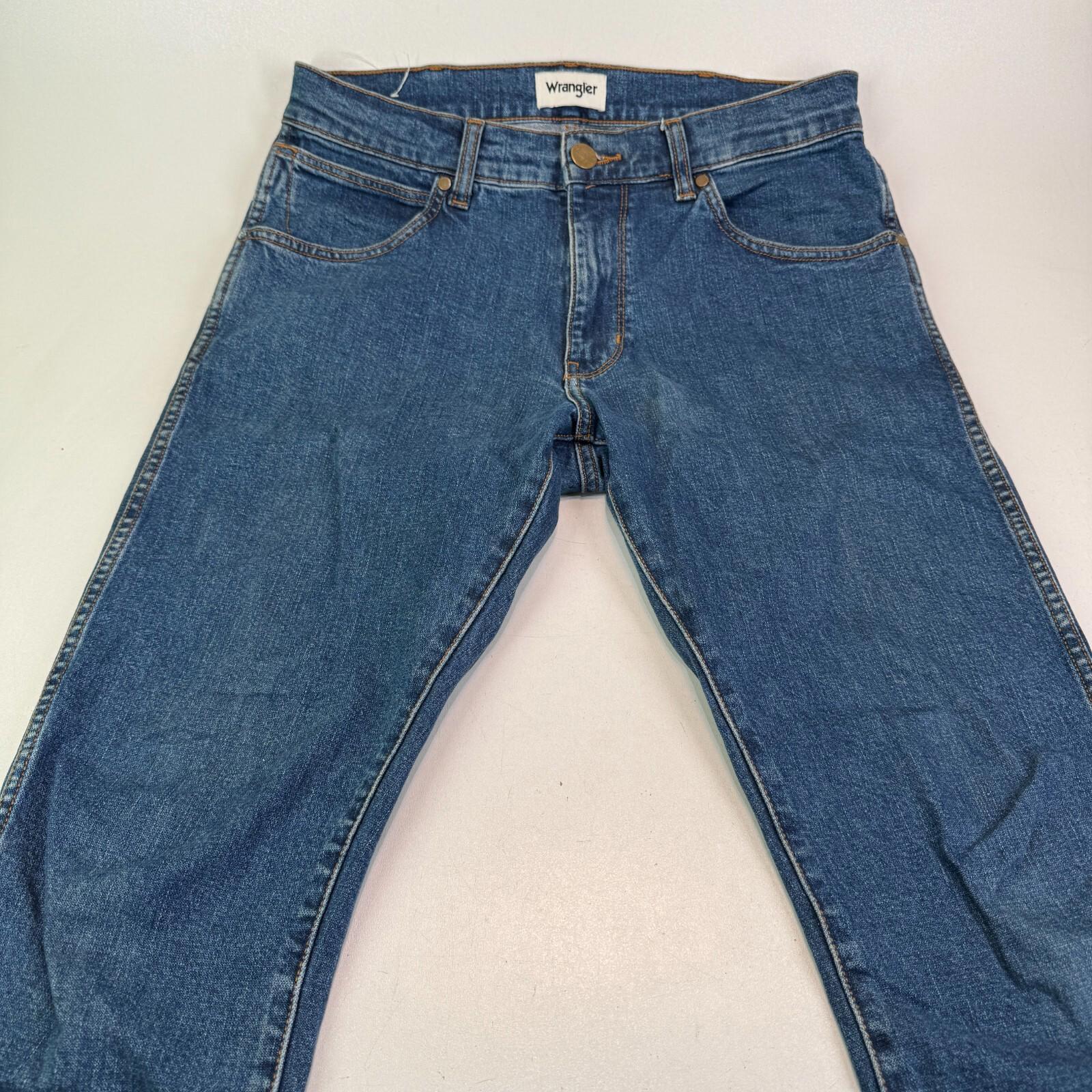 Wrangler Larston Mens Jeans Slim Tapered Skinny Stretch Mid Blue Denim W30" L32"