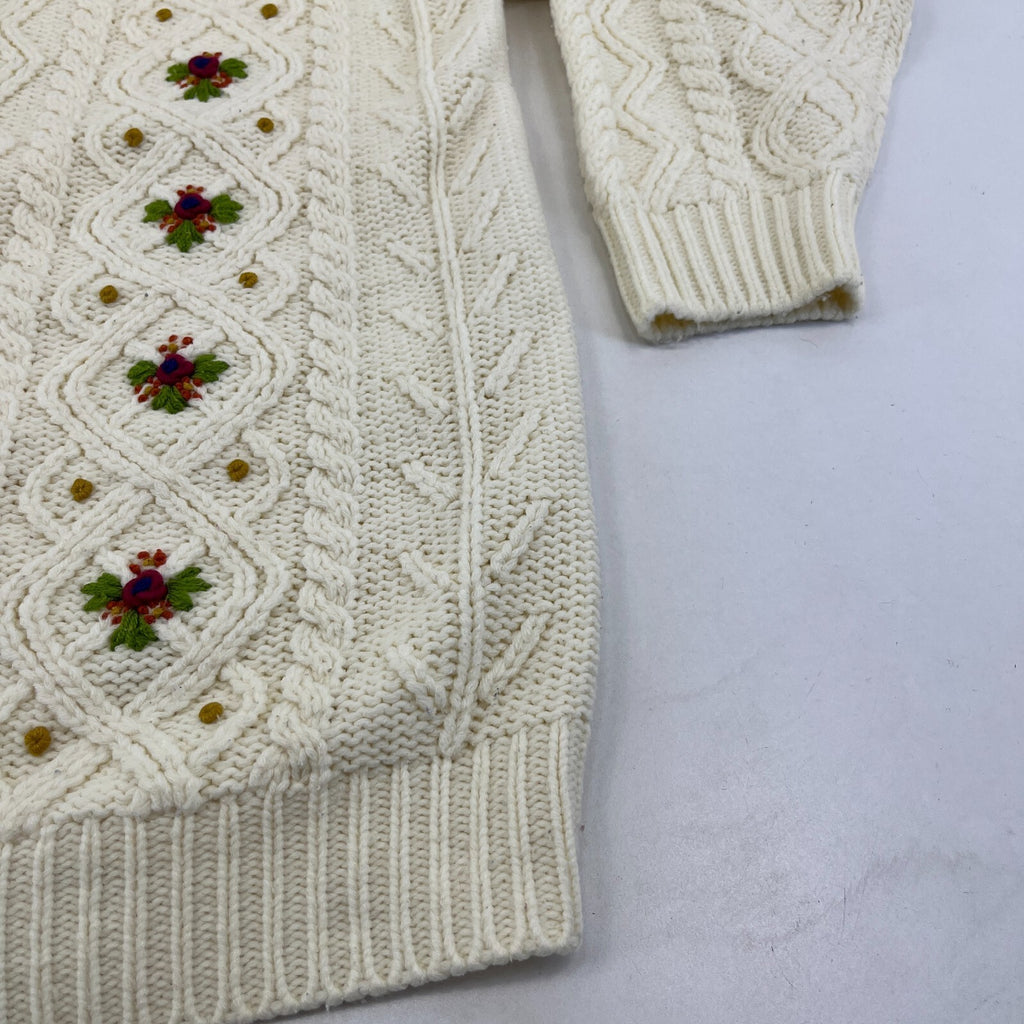 Avant Garde Cream & Floral Pattern Cardigan Cable Knit size XL - See Details