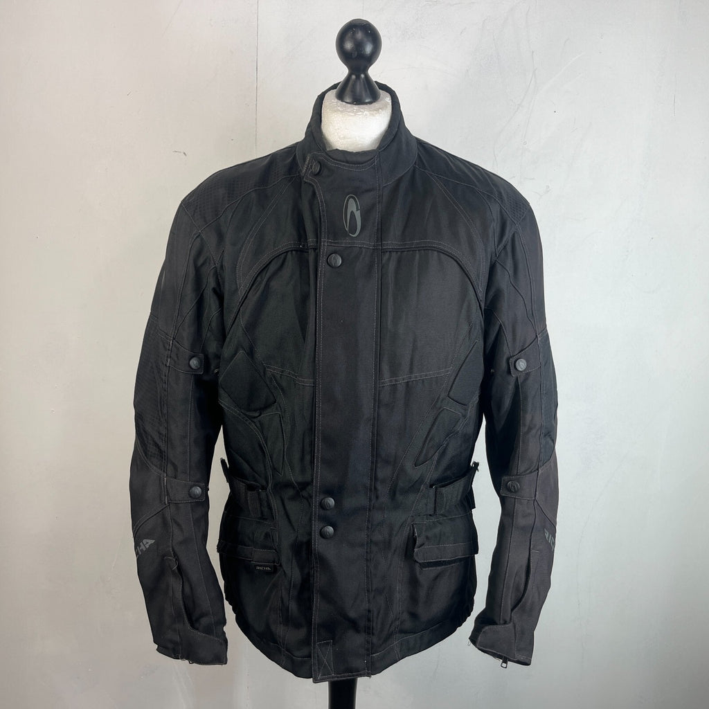 Richa Black Touring Motorcycle Jacket Zip-up Armour & Liner size Large