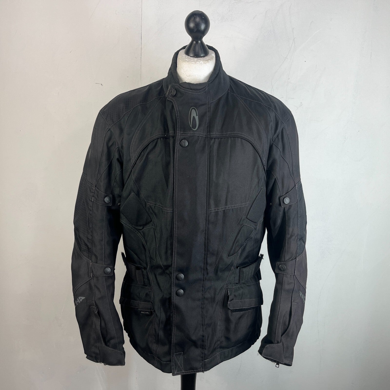 Richa Black Touring Motorcycle Jacket Zip-up Armour & Liner size Large