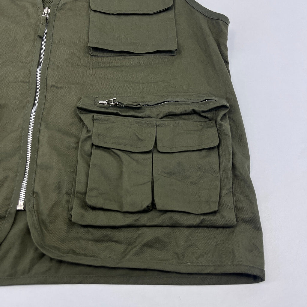Khaki Green Men's Fishing Vest Gilet Hunting Shooting Multi Pocket size XL