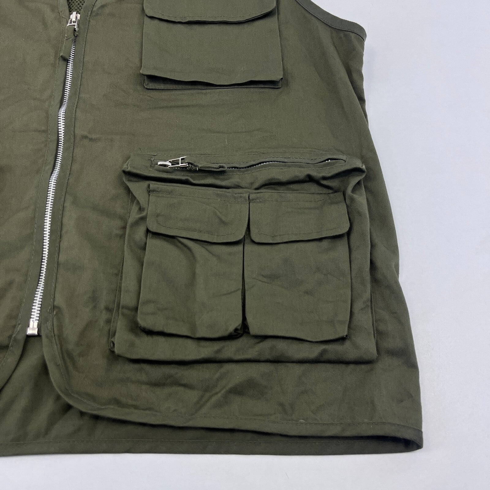 Khaki Green Men's Fishing Vest Gilet Hunting Shooting Multi Pocket size XL
