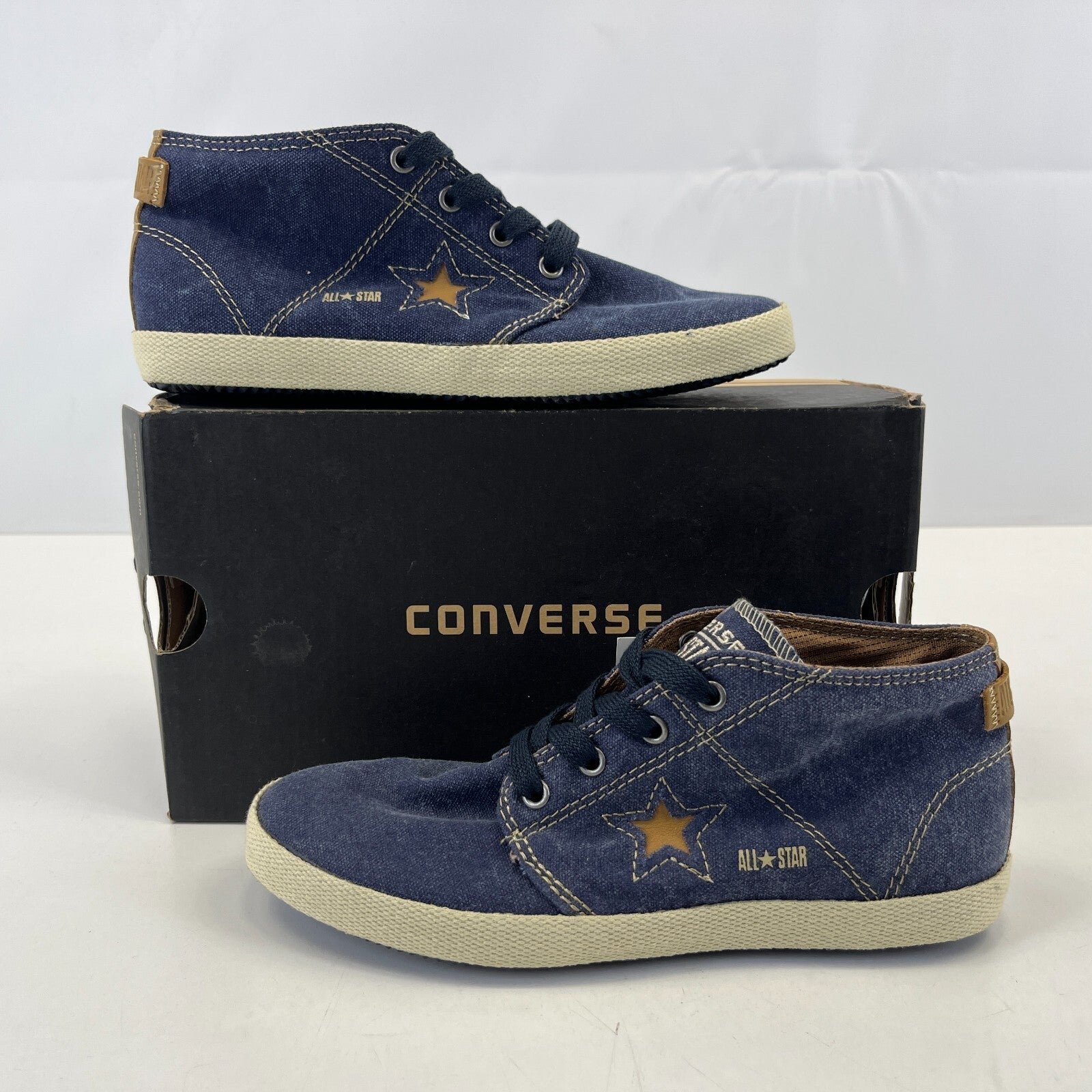 Converse All Star Classic Hi Top Womens Denim Boots Trainers Lace Up size UK 3.5