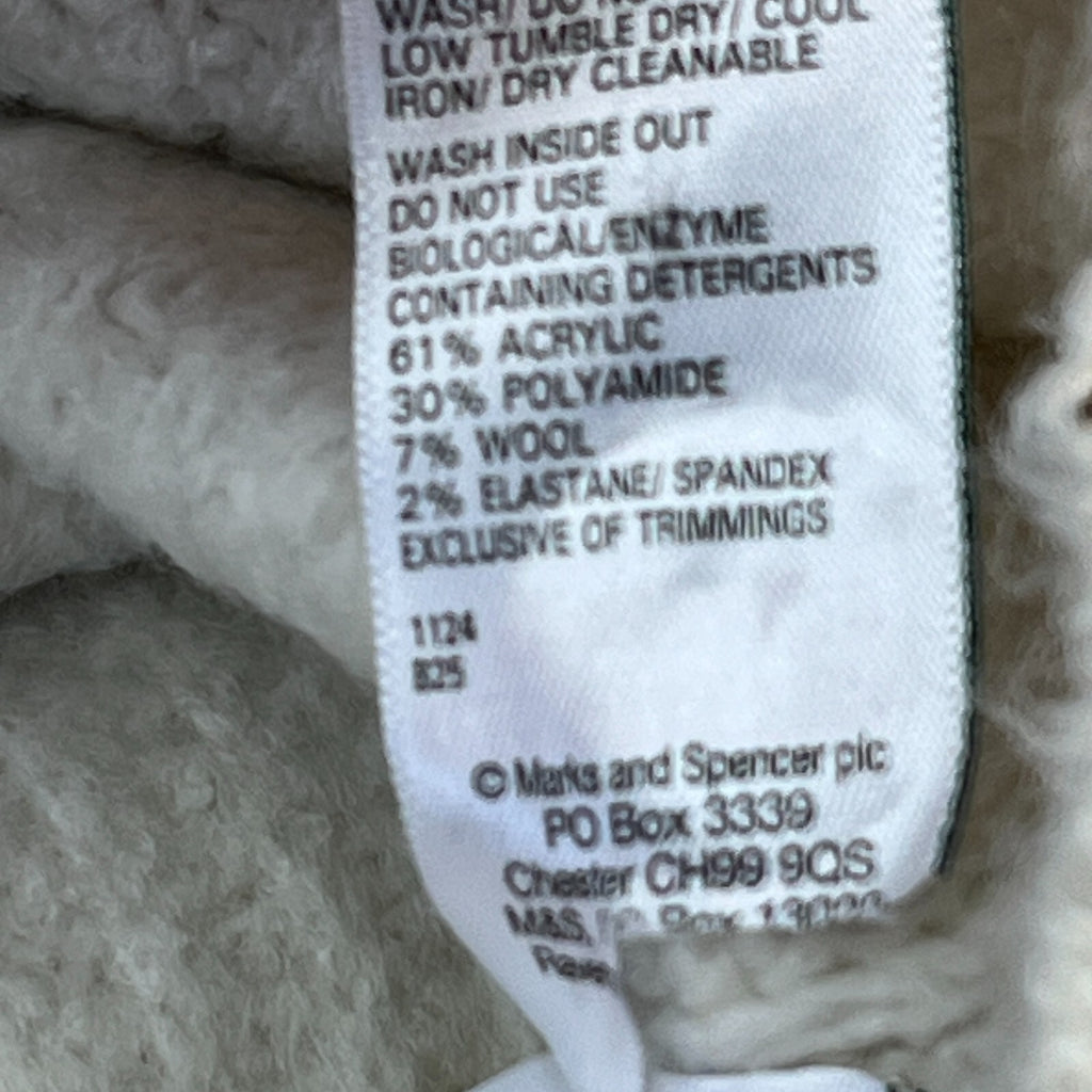 M&S Marks & Spencer Men's Luxury Cardigan XL Off White Ecru Cable Knit Wool Mix