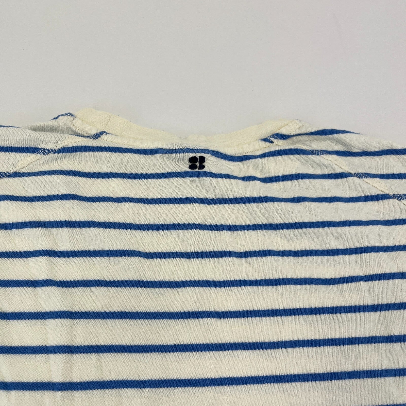 Sweaty Betty After Class Cropped Sweatshirt size XS Oversized White/Blue Striped