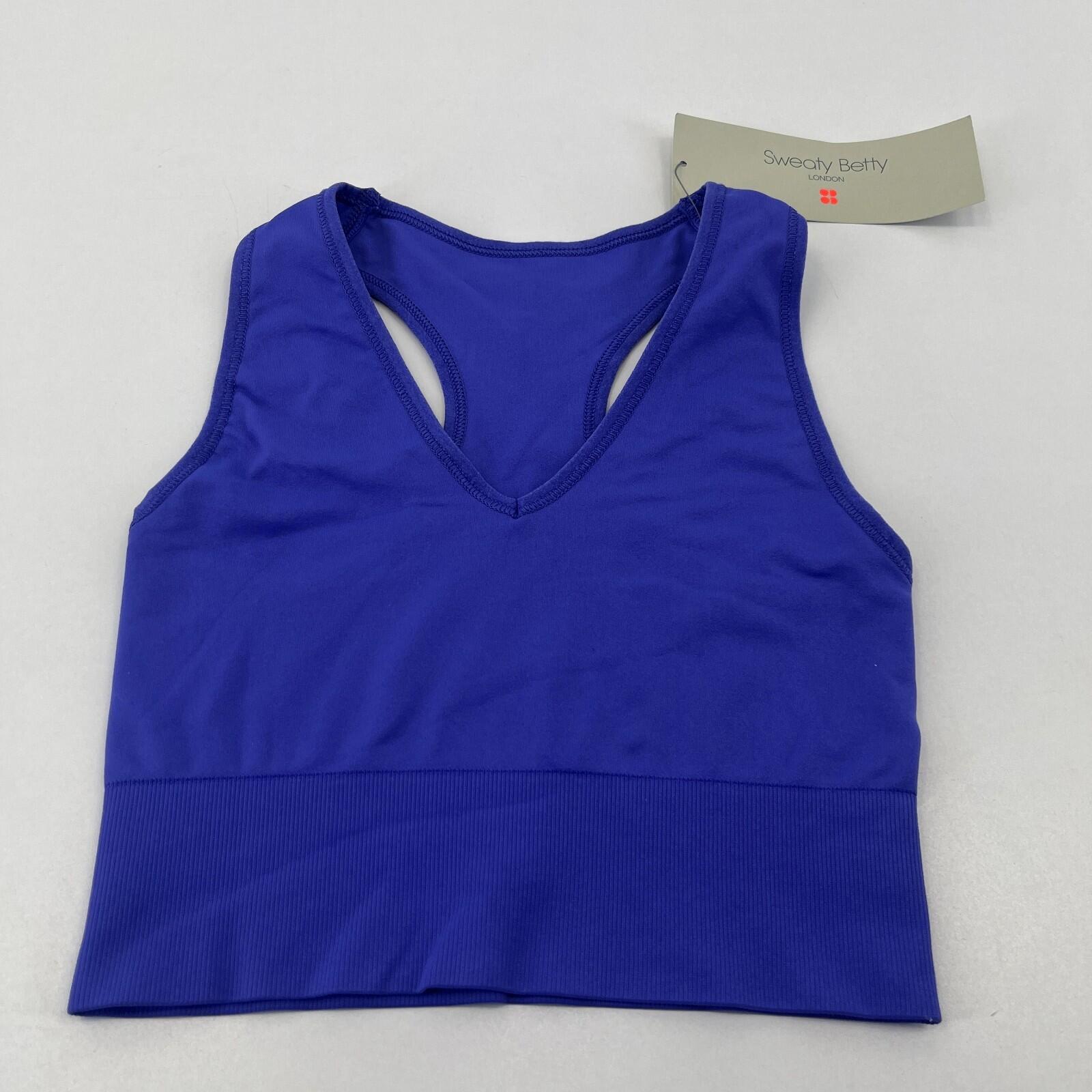 Sweaty Betty Women’s Stamina Soft Touch Voop Bra Aura Blue size S - BNWT