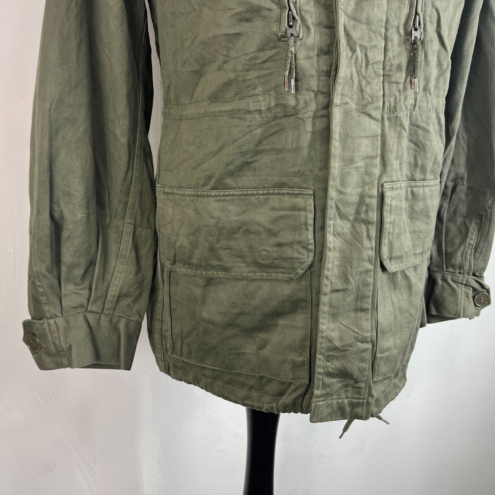 Vintage 1983 Socovet French Army Jacket Fatigue Smock Olive Green size 92C (M)
