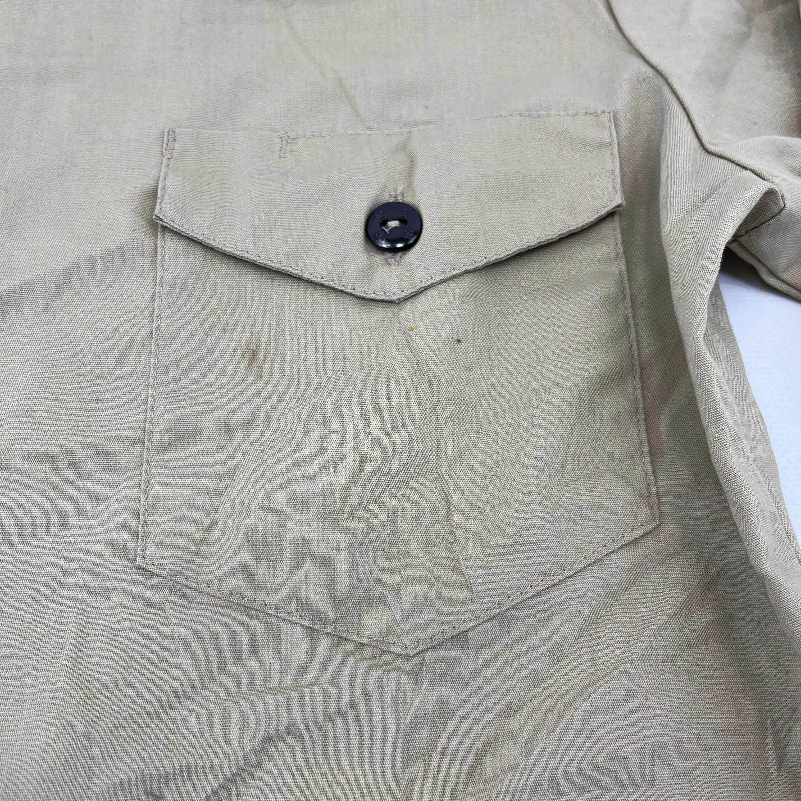 Boy Scouts of America Men's Shirt Long Sleeve in Beige with Badges size Small