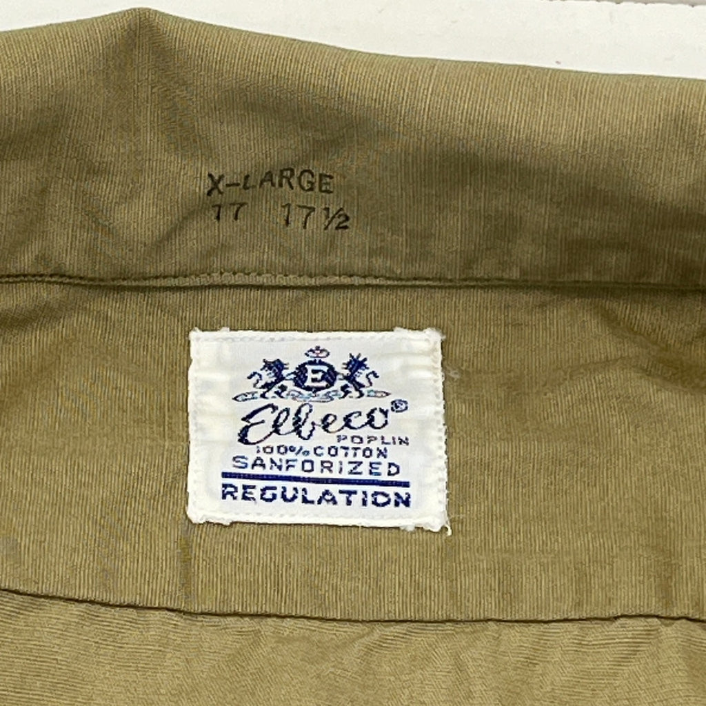 Vintage Elbeco Reeves Khaki Sanforized Poplin Workwear Shirt US Military XL