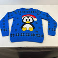 Pout Long Sleeve Christmas Knitted Jumper Santa Penguin Blue size Small