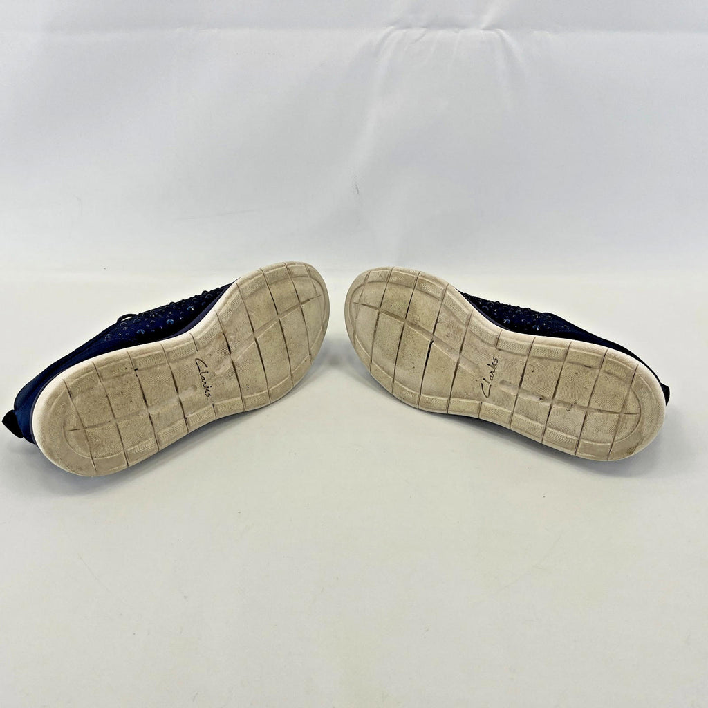 Clarks Women's Trainers Casual Shoes Navy Blue with Diamantes size UK 6 D