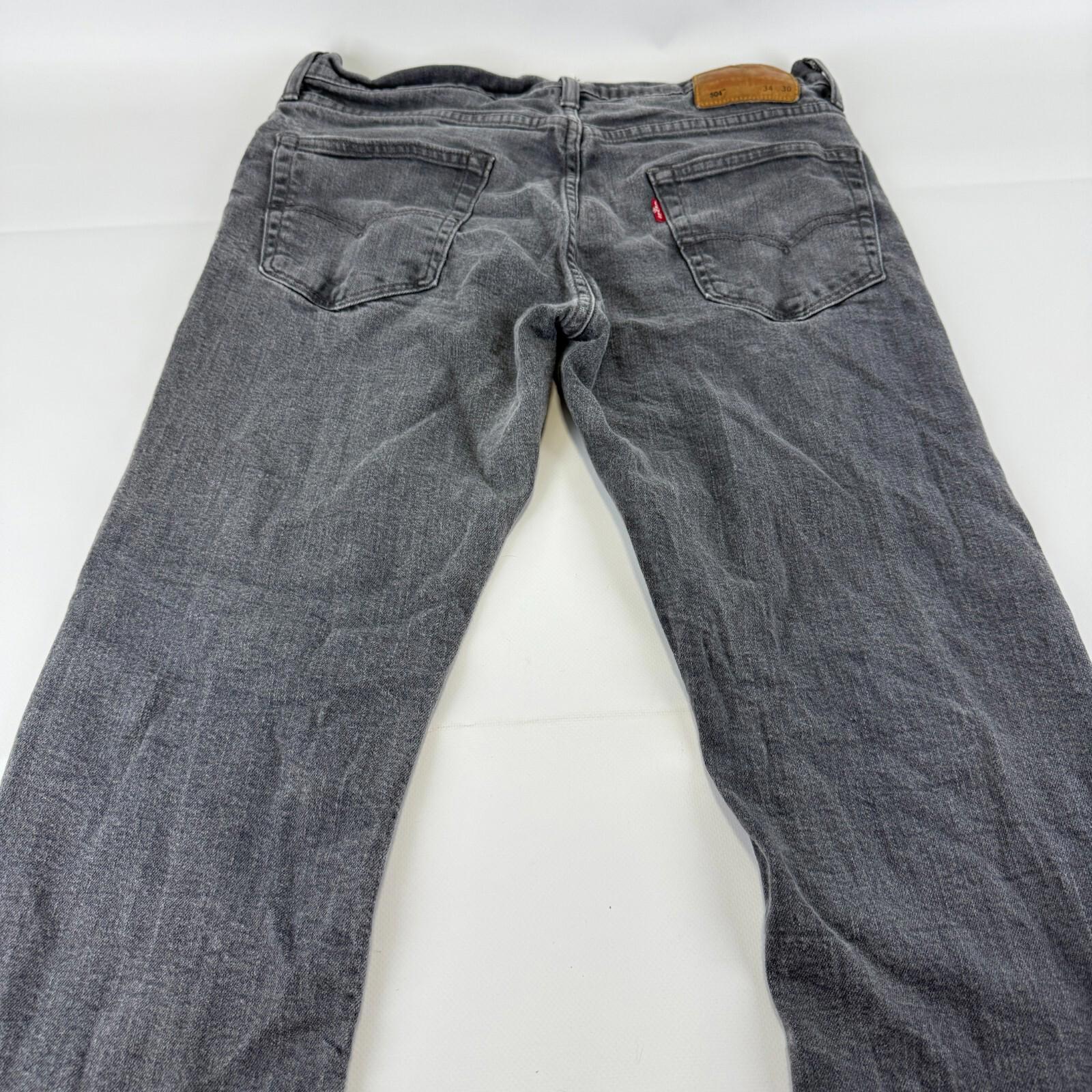 Levis 504 Denim Jeans Women’s Low Slouch Slim Straight Stretch Grey W34 L30