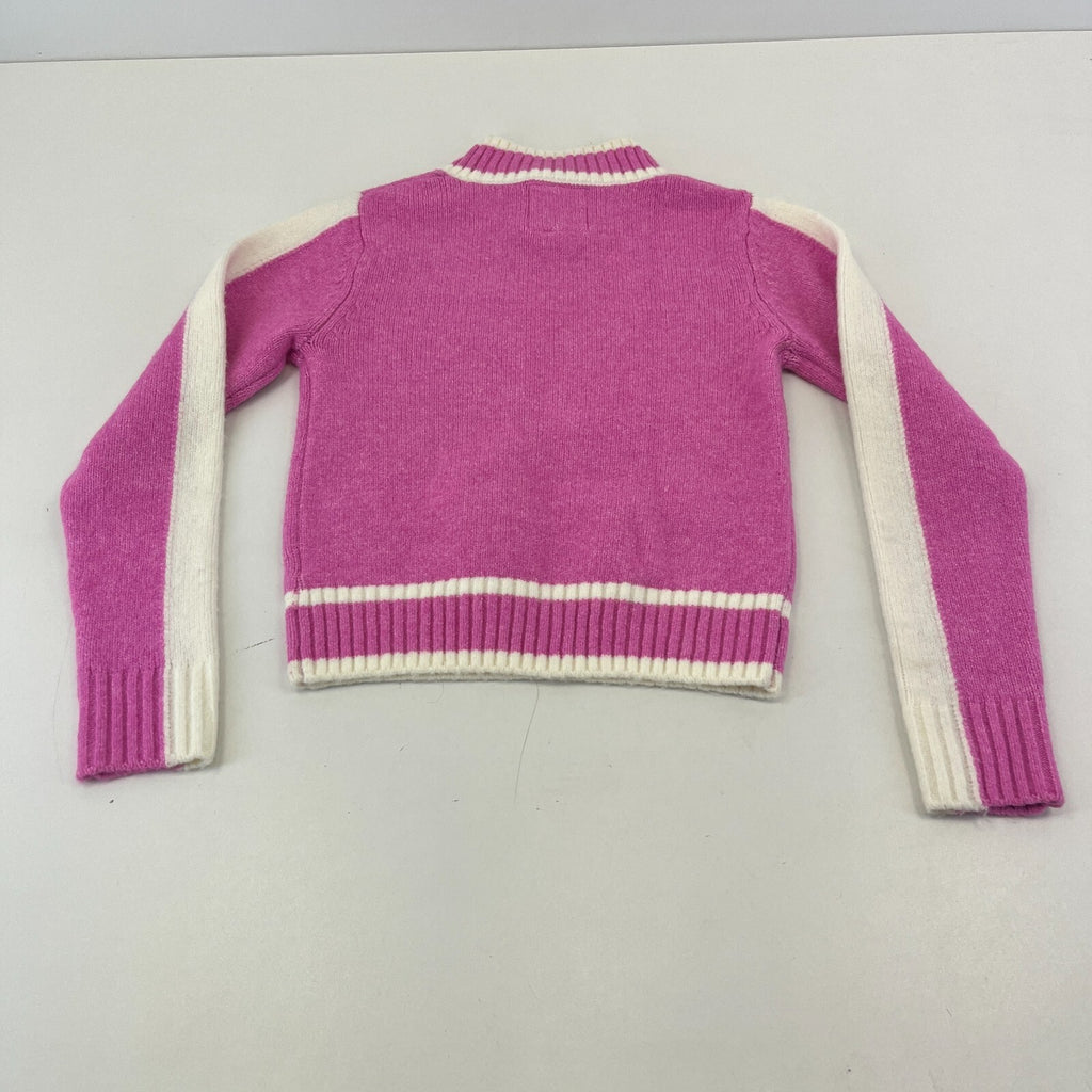 Zara Girl's Knit Jumper Crew Neck Pullover Sweater Pink & White size 11-12yrs