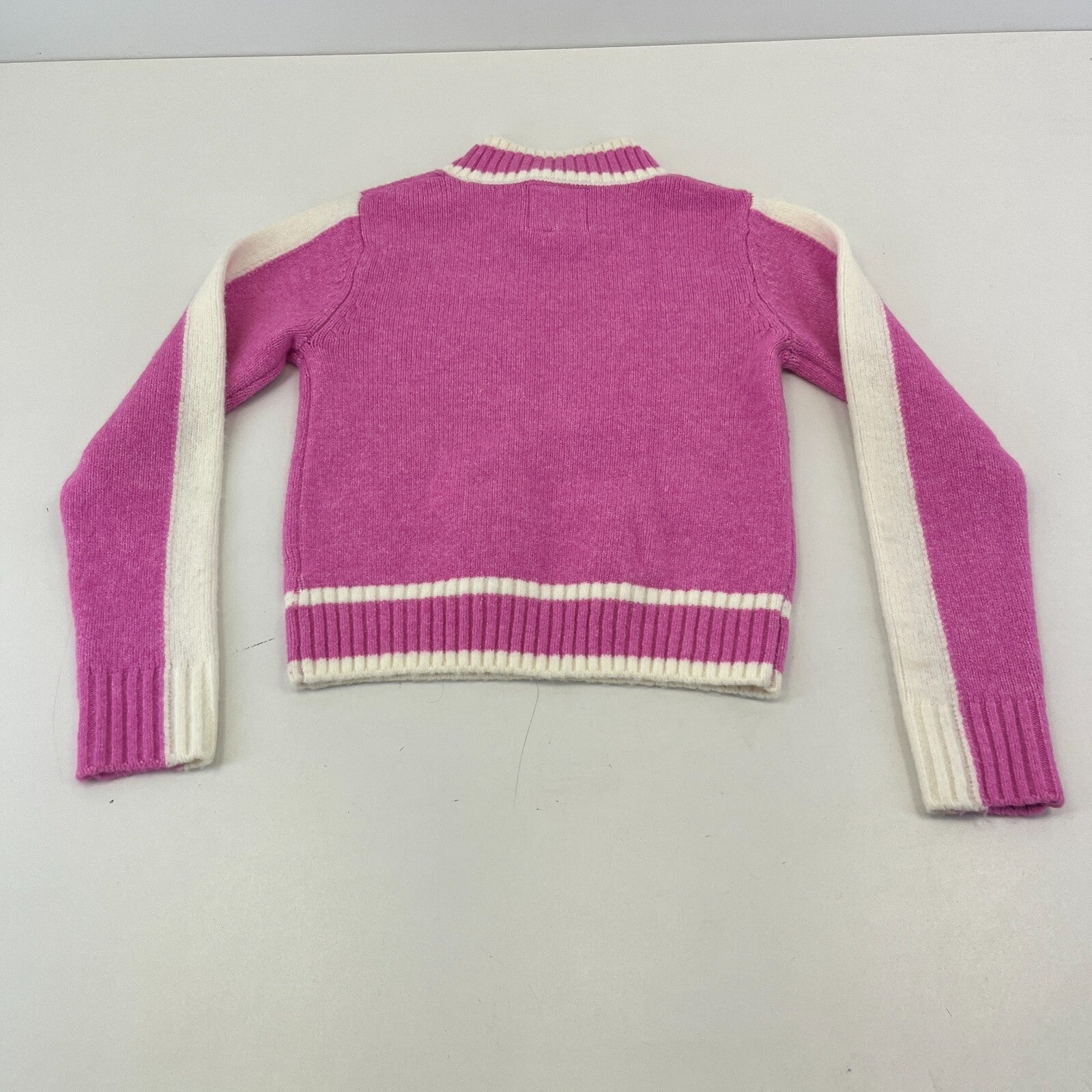 Zara Girl's Knit Jumper Crew Neck Pullover Sweater Pink & White size 11-12yrs