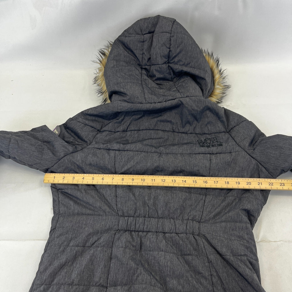 Superdry Mountain Co Mid Faux Fur Puffer - Size XL Grey Hooded  Coat