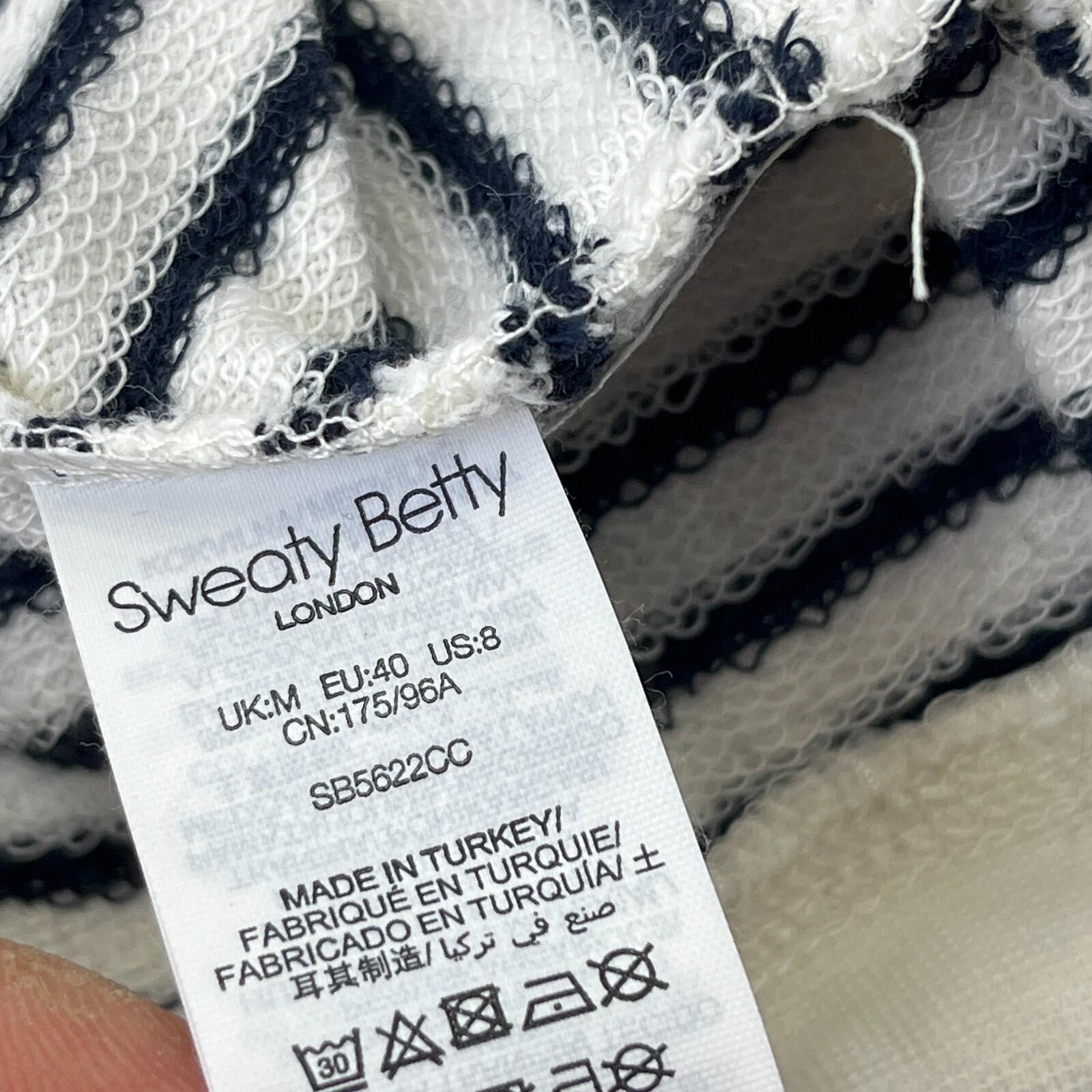 Sweaty Betty After Class Crop Sweatshirt White with Black Stripes  size Medium