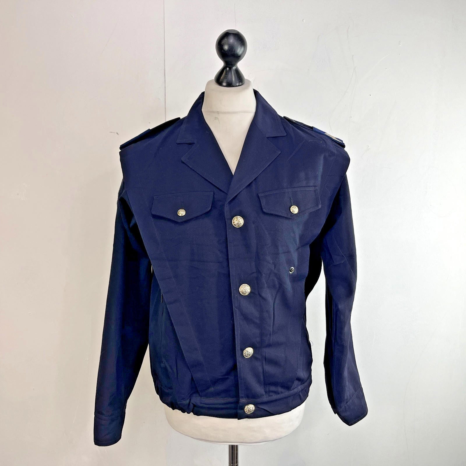 Vintage French Military Dress Uniform Bomber Jacket Navy Blue size T96/100M