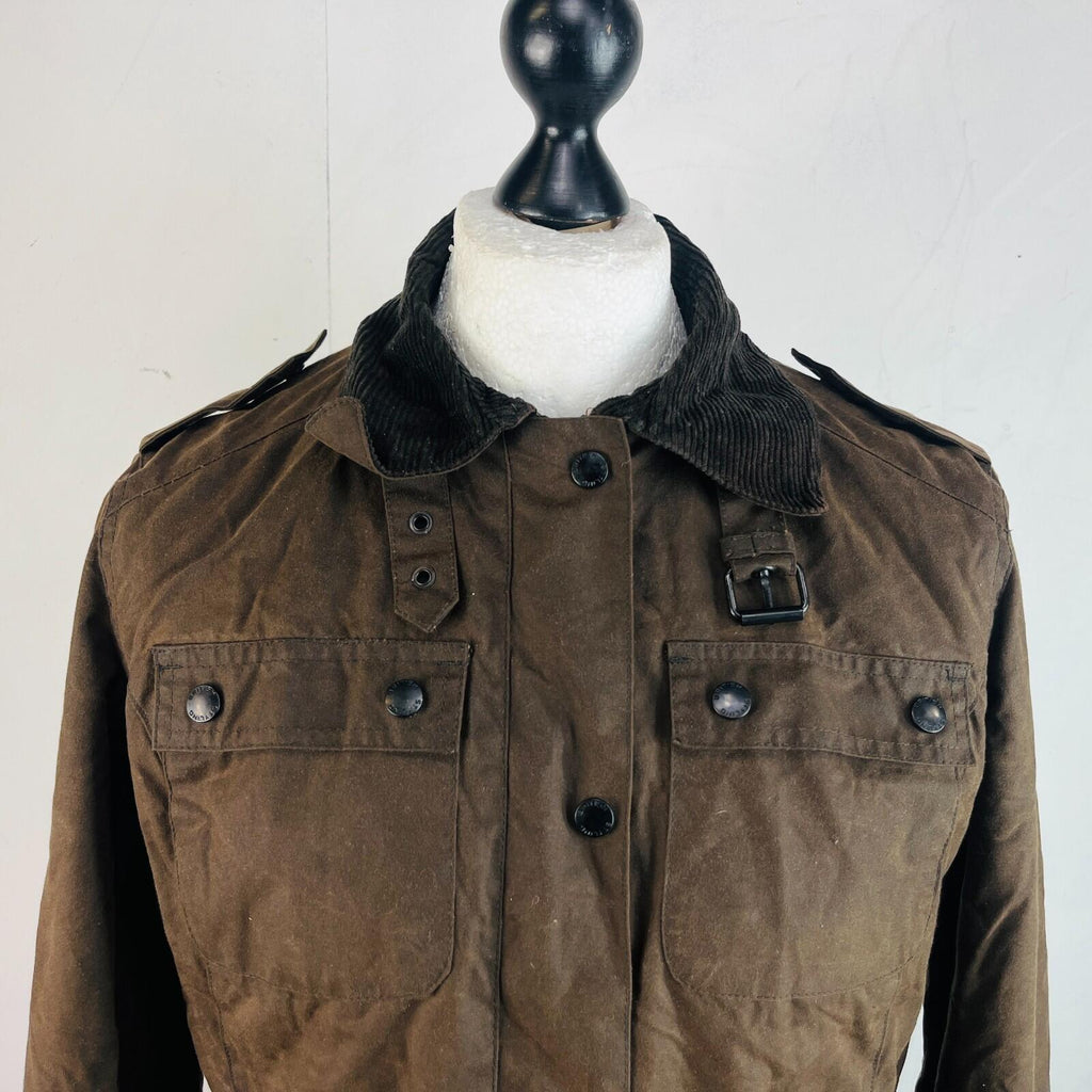 Crane Womens Waxed Cotton Jacket with Belt in Brown size Medium