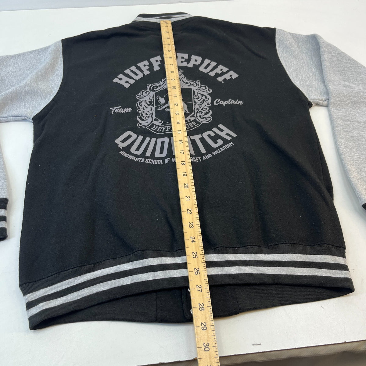 Official Harry Potter Hufflepuff Quidditch Team Varsity Jacket Baseball Bomber L