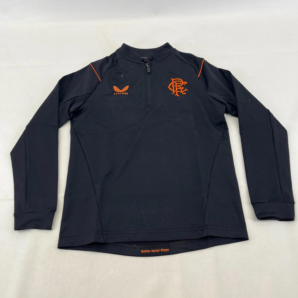 Rangers FC Football Club Kids Matchday 1/4 Zip Shirt Top in Black size Junior M
