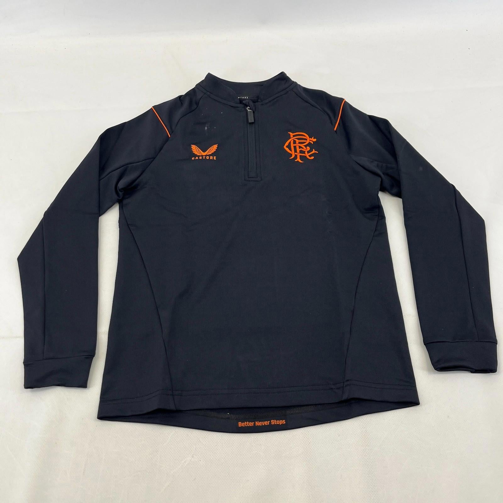 Rangers FC Football Club Kids Matchday 1/4 Zip Shirt Top in Black size Junior M