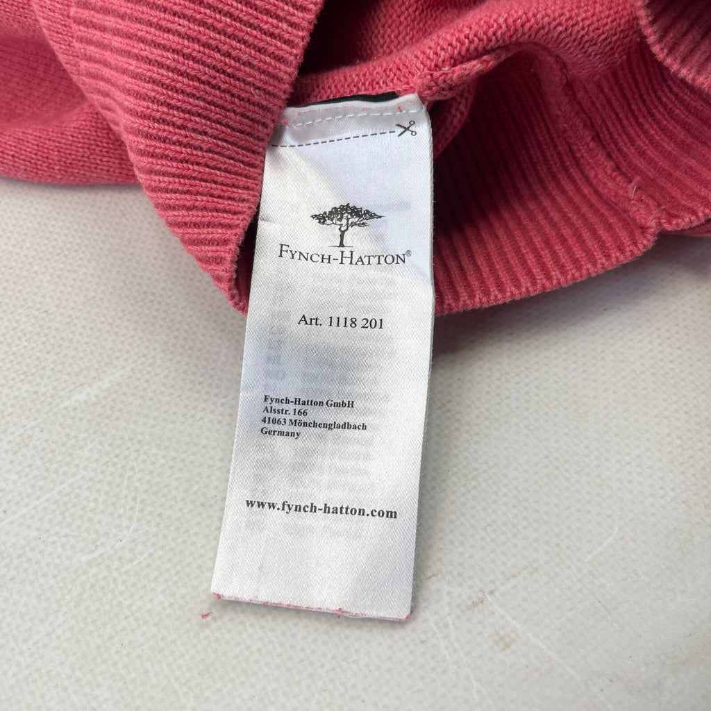 Fynch Hatton Supersoft Cotton Men's V Neck Jumper in Pastel Pink Golf size 2XL