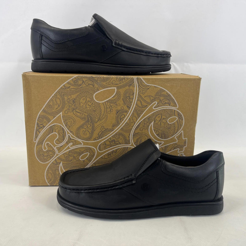 Pretty Green Waltham Slip On Shoes Moccasin Loafers Men's Black Leather size 7