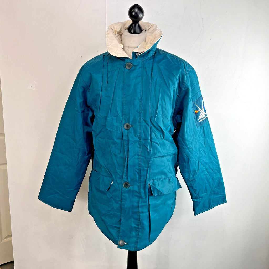 Helly Hansen Mens Vintage Reversible Sailing Jacket size M Teal Green & White