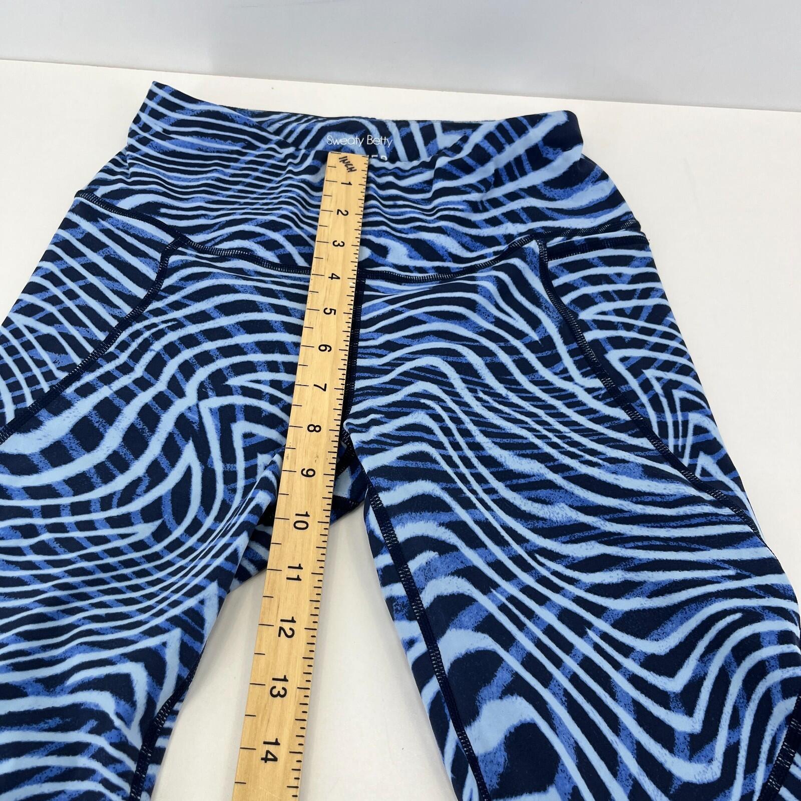 Sweaty Betty Power Gym Leggings in Zebra Print Blue Running Yoga Women's size XS