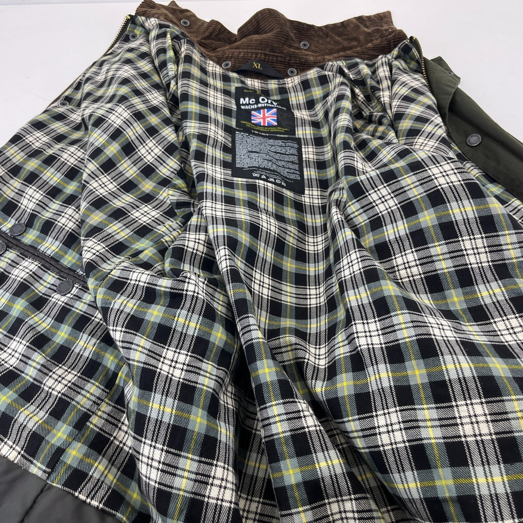 Mc Orvis Wax Jacket Mens size XL Green Waxed Coat Made in the UK