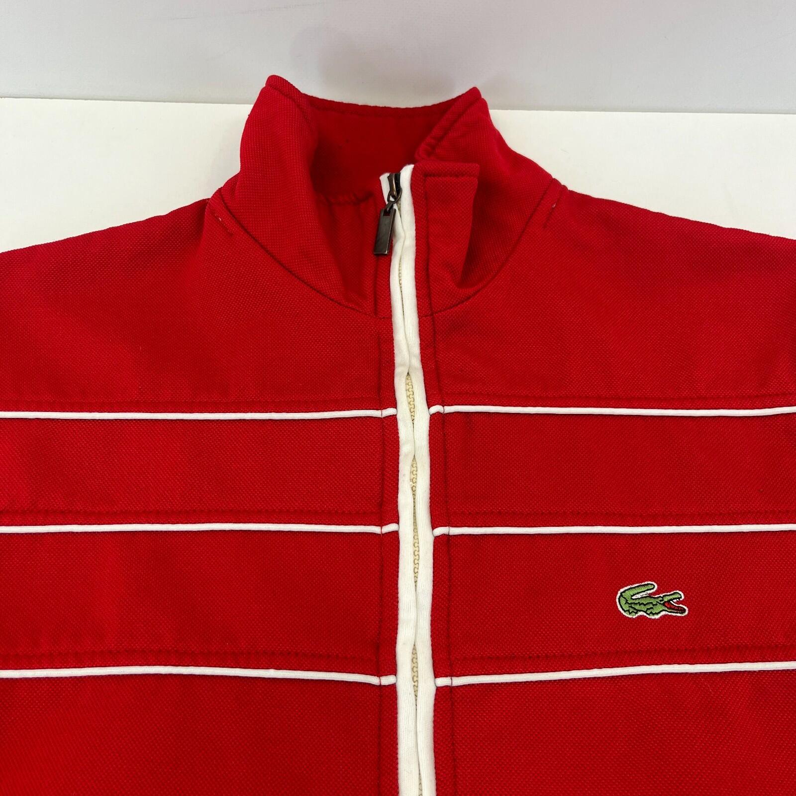 Vintage Lacoste Sport 1990s Retro Classic Track Jacket Red & White size Small