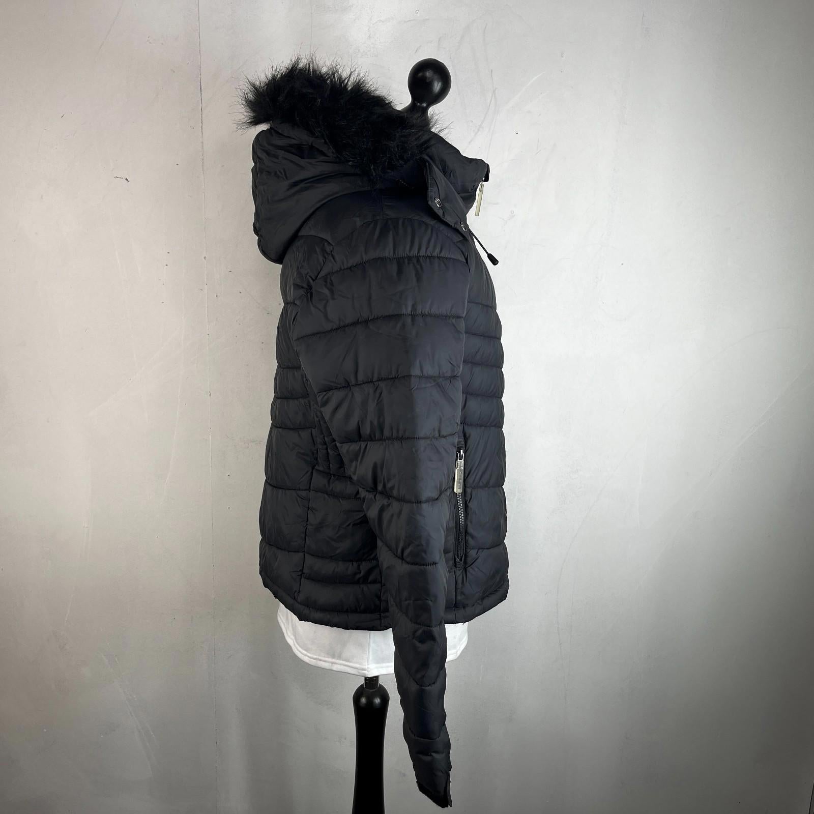 Superdry Original Fuji Puffer Jacket Women's Black Hooded UK size 18