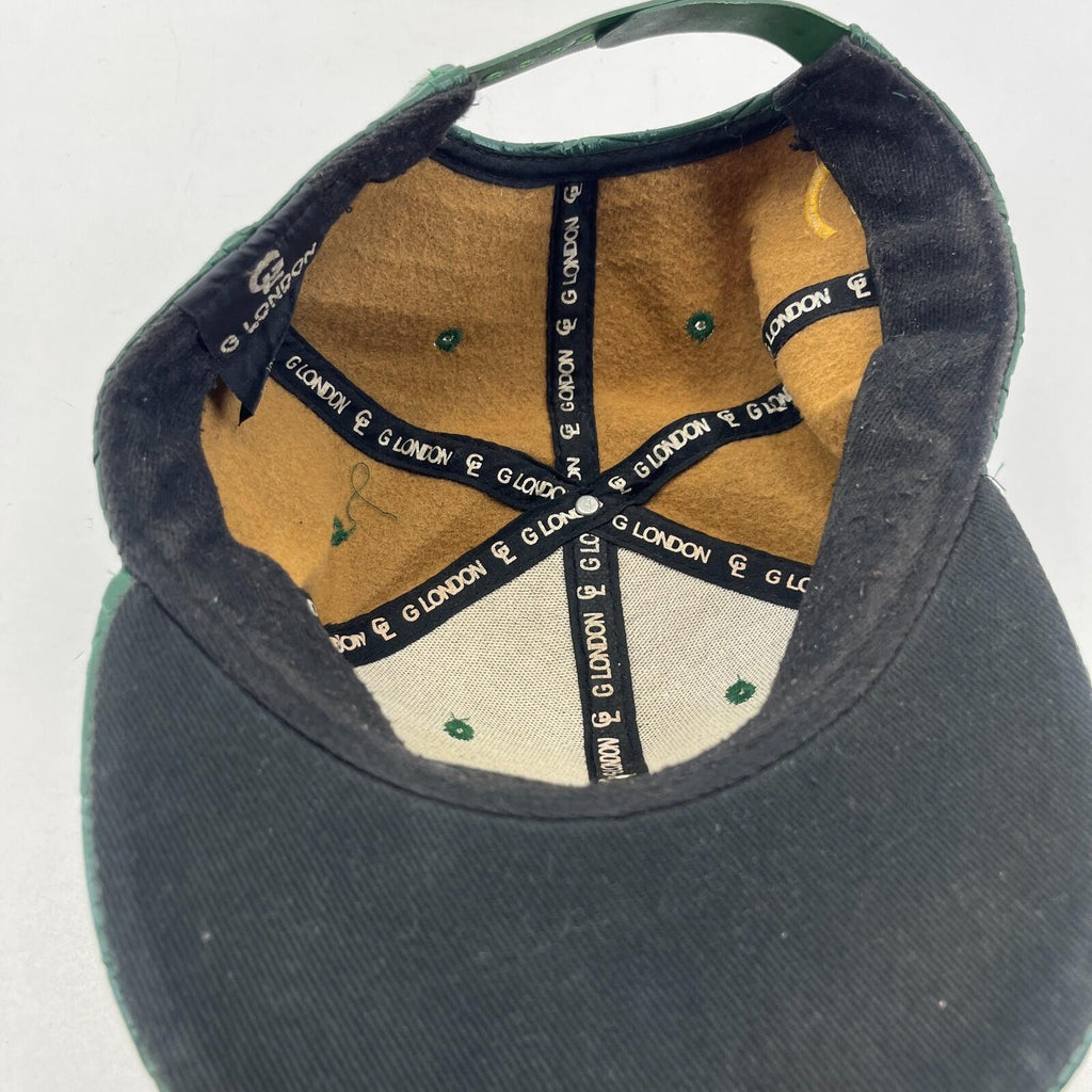 G London Adjustable Faux Leather Hat Cap Snapback in Dark Green