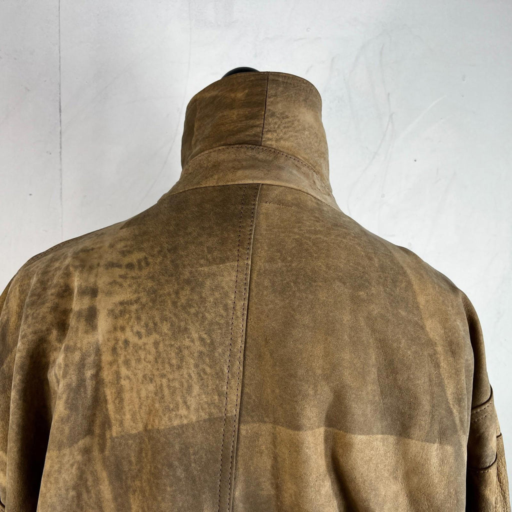 The Vali Collection Soft Leather Jacket 80s Brown Distressed Look size XL