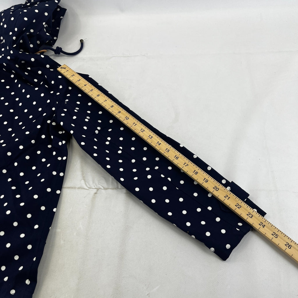 Joules Coast Polka Print Waterproof Jacket Breathable Blue Raincoat UK size 8