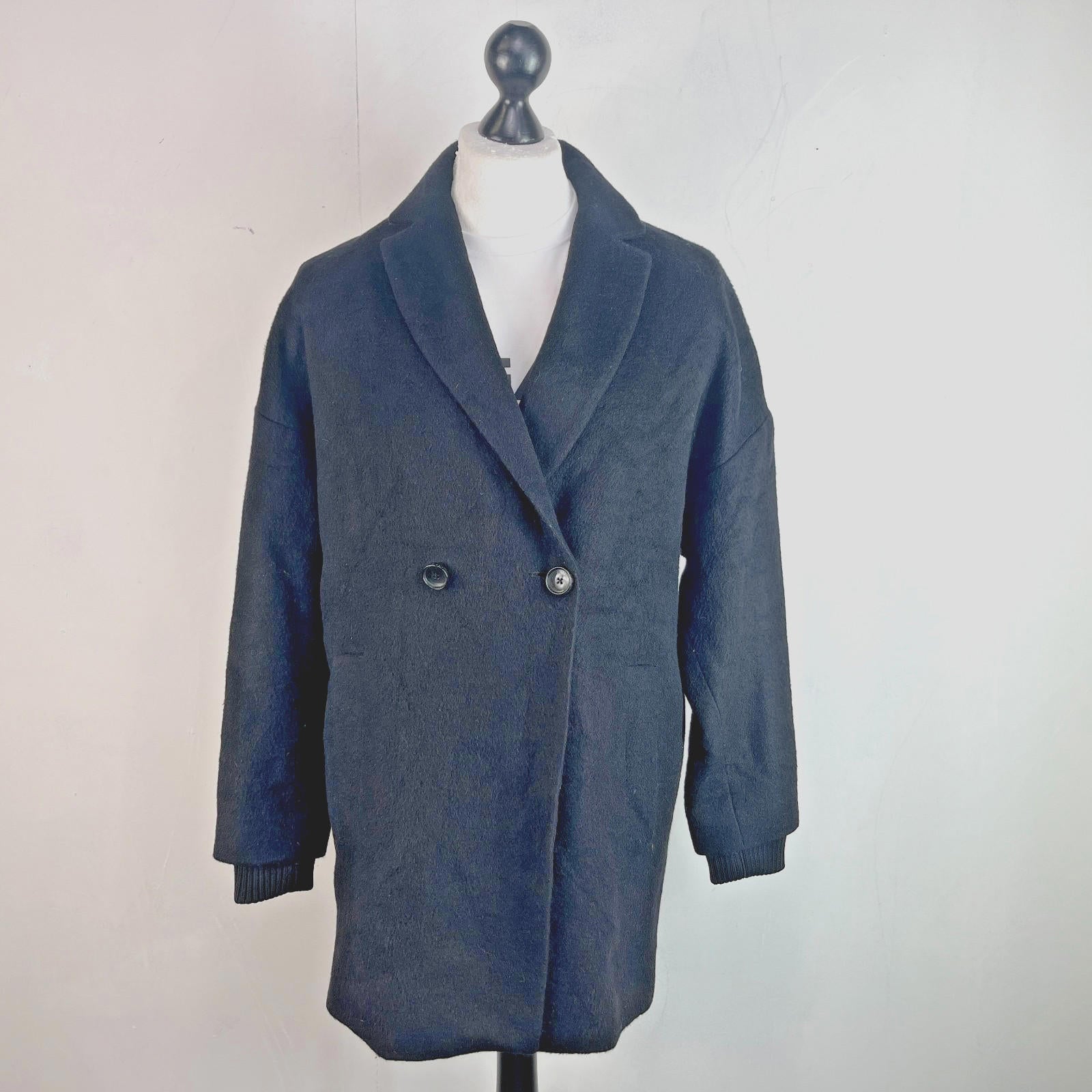 Tommy Hilfiger Women's Mohair Blend Coat Jacket size S Oversized Black