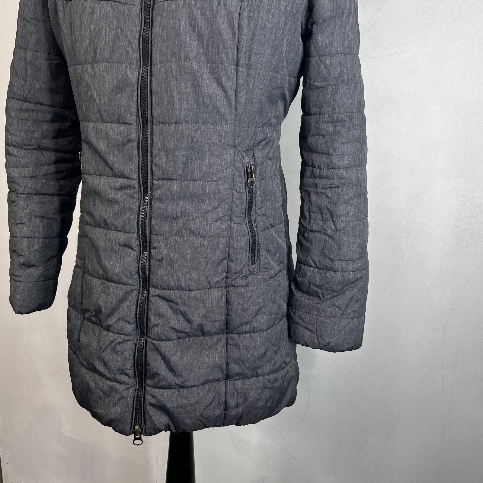 Superdry Mountain Co Mid Faux Fur Puffer - Size XL Grey Hooded  Coat
