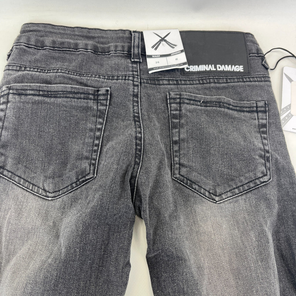 Criminal Damage Koko Ripped Jeans Womens W26 L32 Black Skinny Slim Fit BNWT