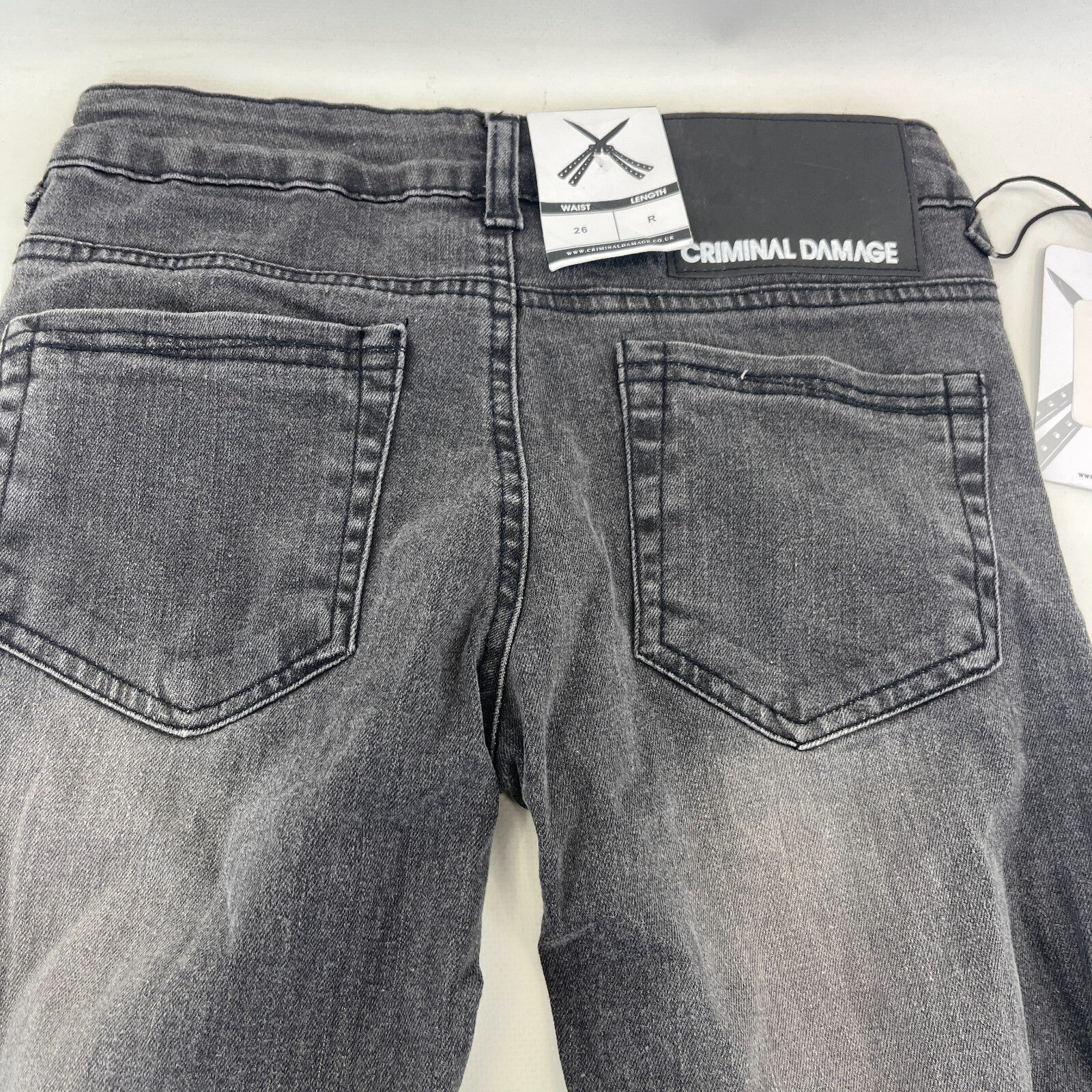 Criminal Damage Koko Ripped Jeans Womens W26 L32 Black Skinny Slim Fit BNWT