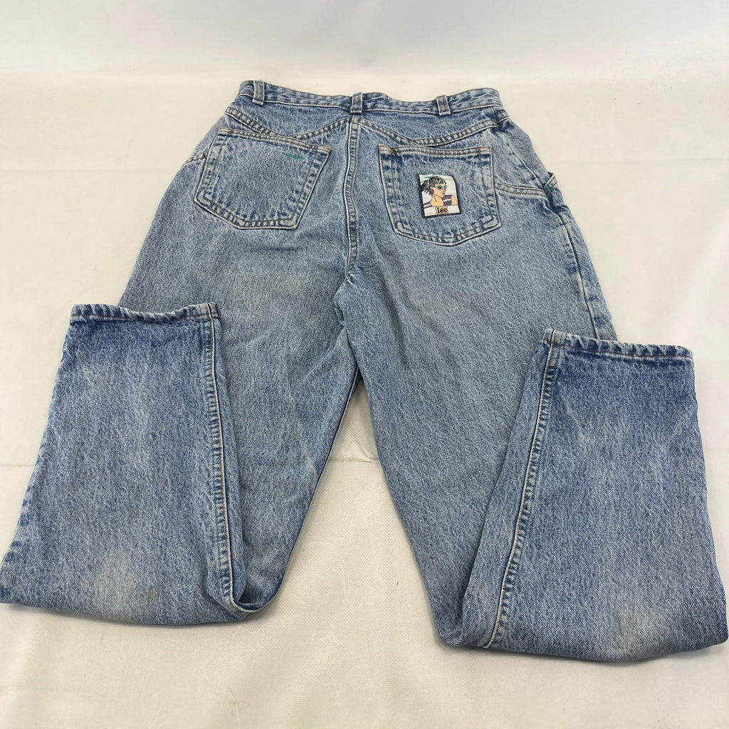 Lee Women's Mom Jeans Loose Fit Tapered Leg Blue Stonewash W30" L30"