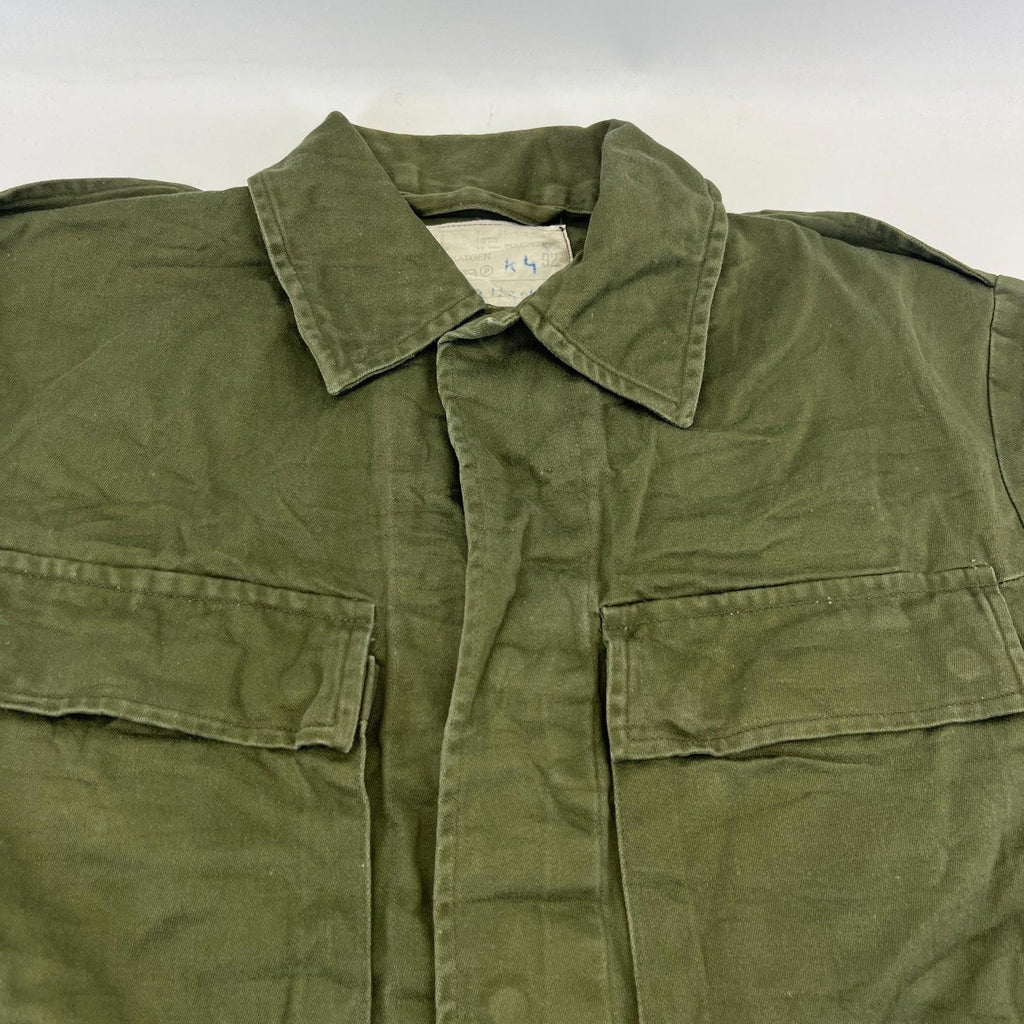 Vtg Dutch Army Combat Field Jacket size M Netherlands Issue Olive Green Fishing