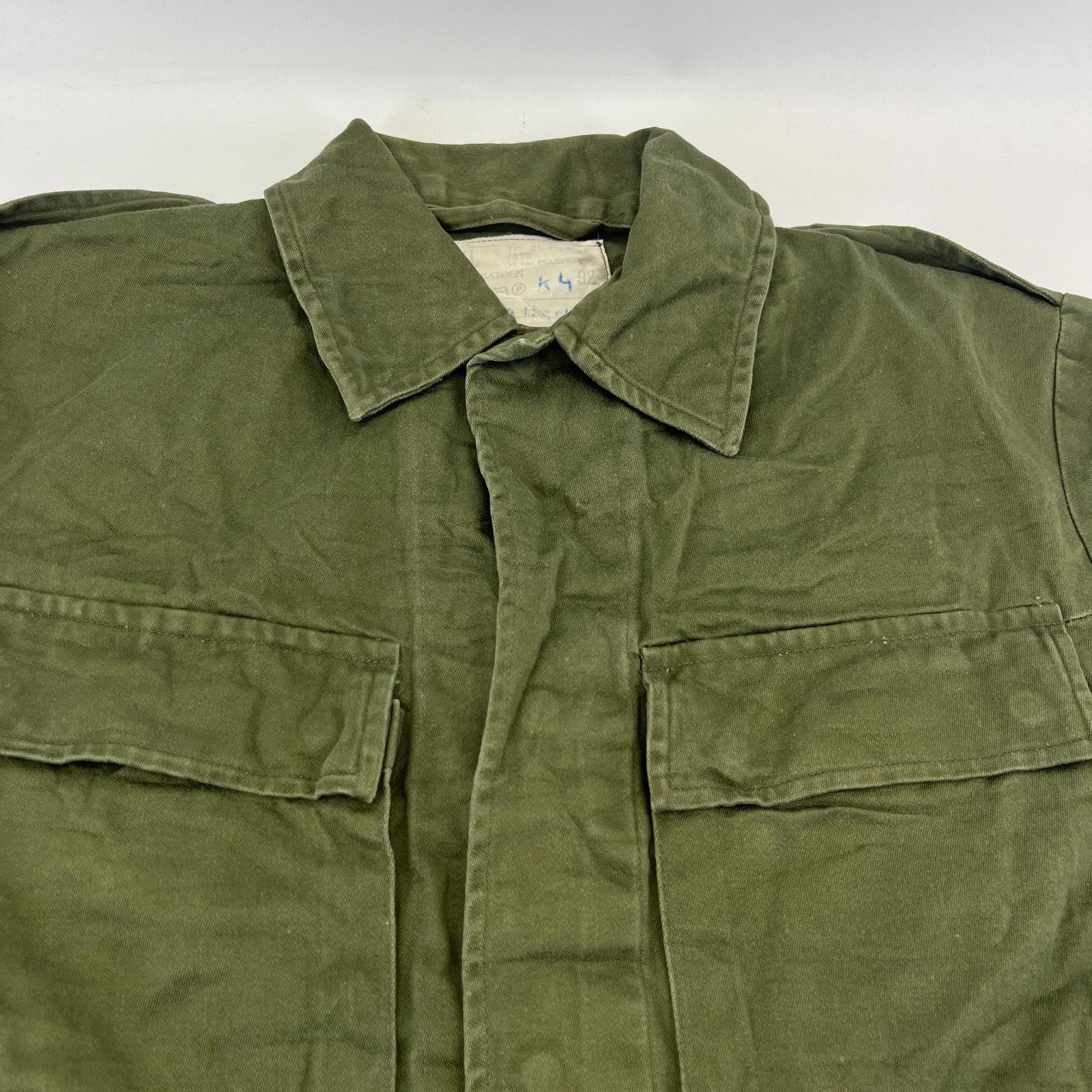 Vtg Dutch Army Combat Field Jacket size M Netherlands Issue Olive Green Fishing