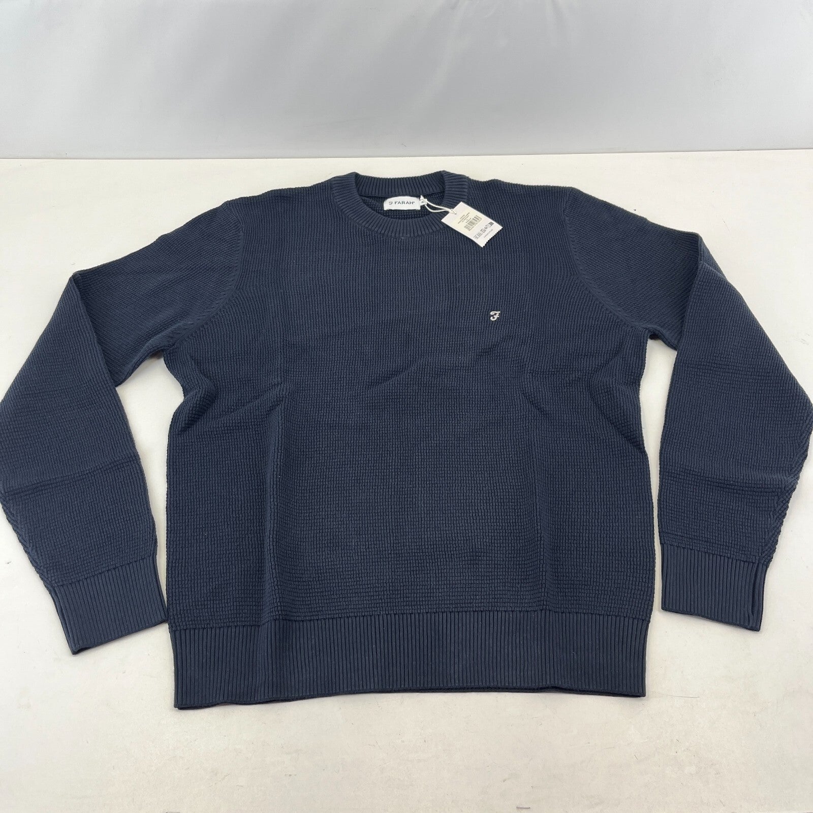 Farah Men's Navy Blue Cotton Crew Neck Pullover Jumper size XL