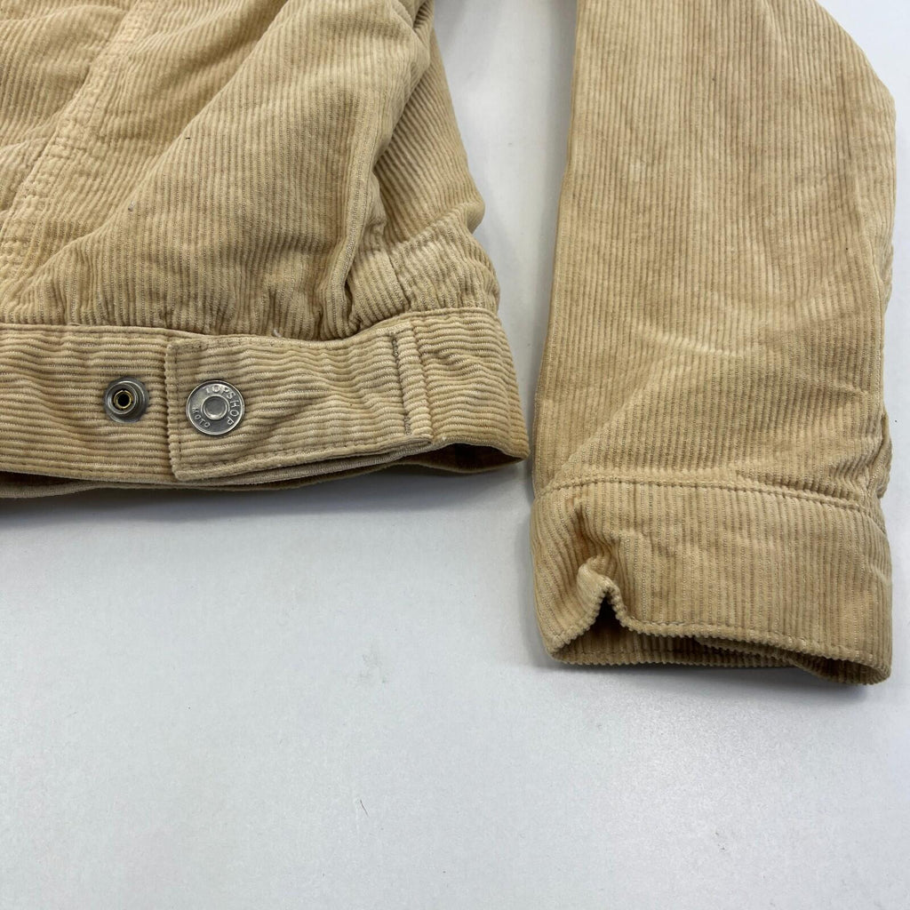 Topshop Moto Sherpa Lined Corduroy Jacket UK Women's Tan Brown Beige size 10