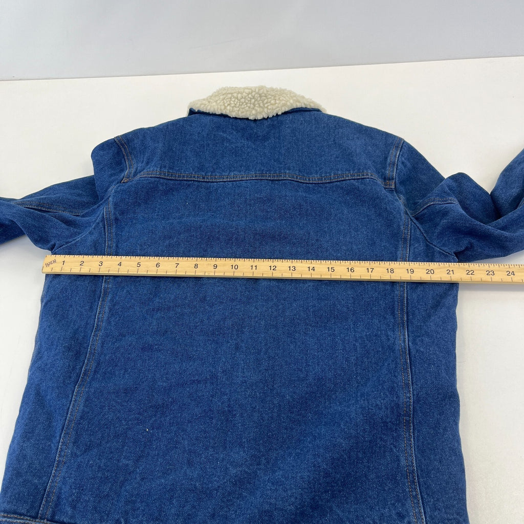 Blakely Mens Blue Denim Jacket Sherpa Fleece Lined Trucker size Medium