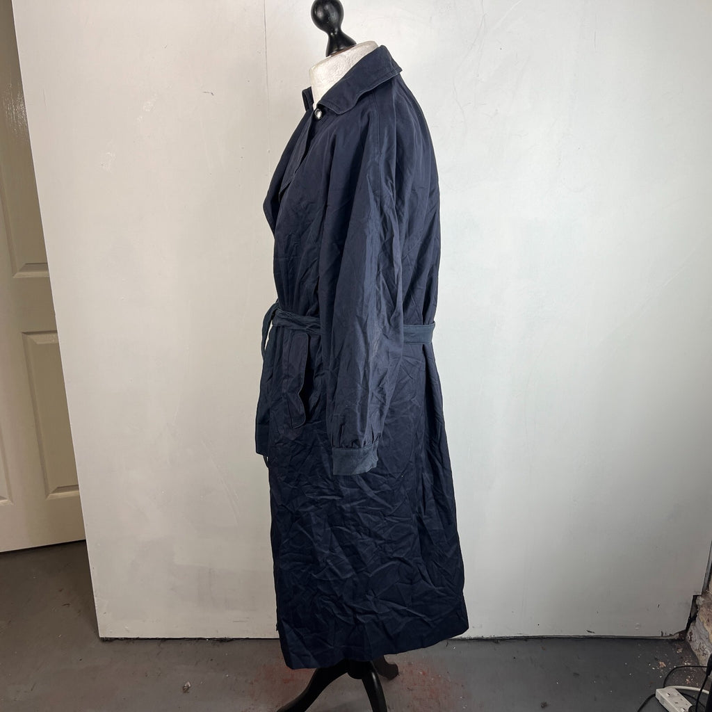 Vintage C&A Women's Lined Trench Coat with Belt Navy Blue size 46