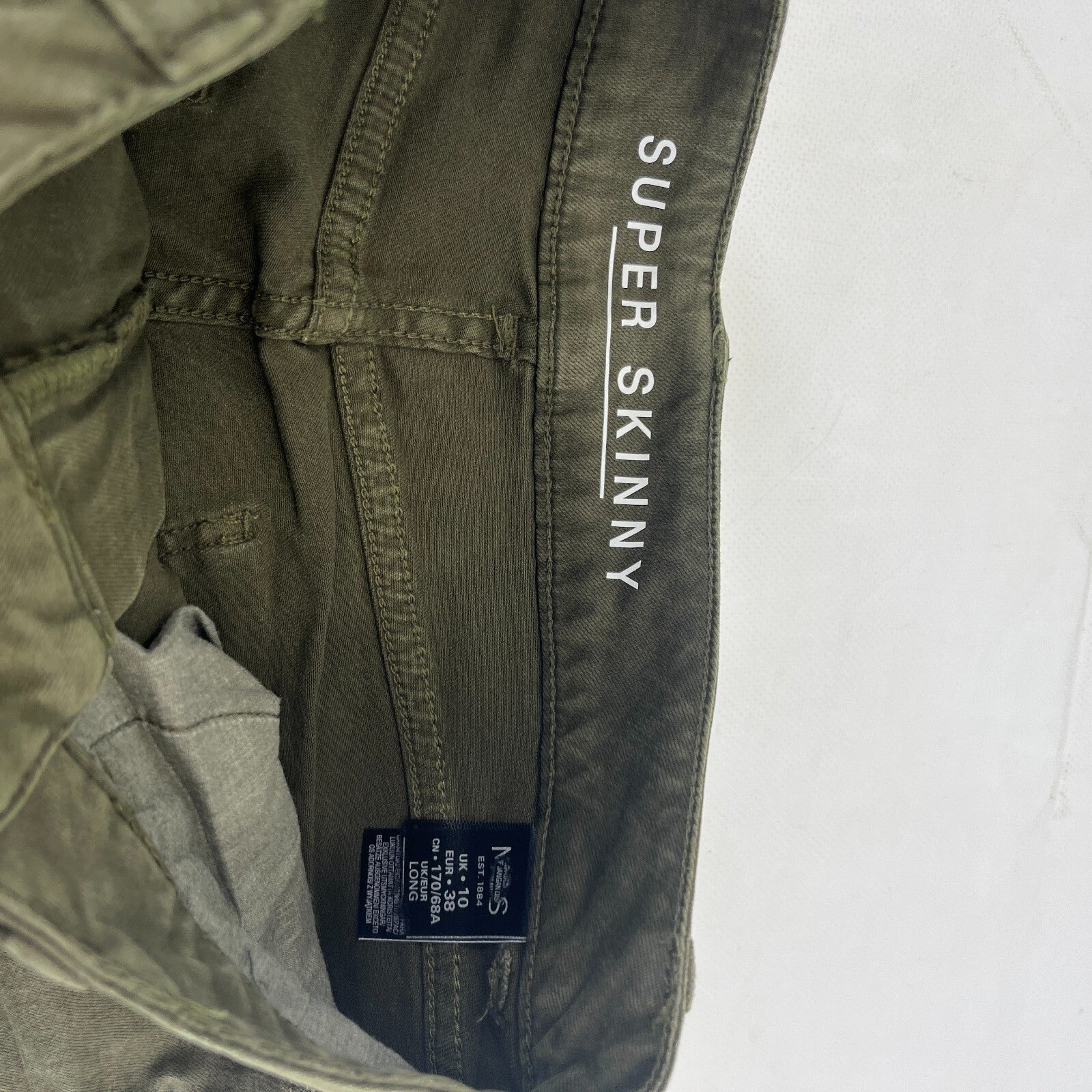 Marks & Spencer Khaki Green Super Skinny Jeans UK Women's size 10L - NWOT