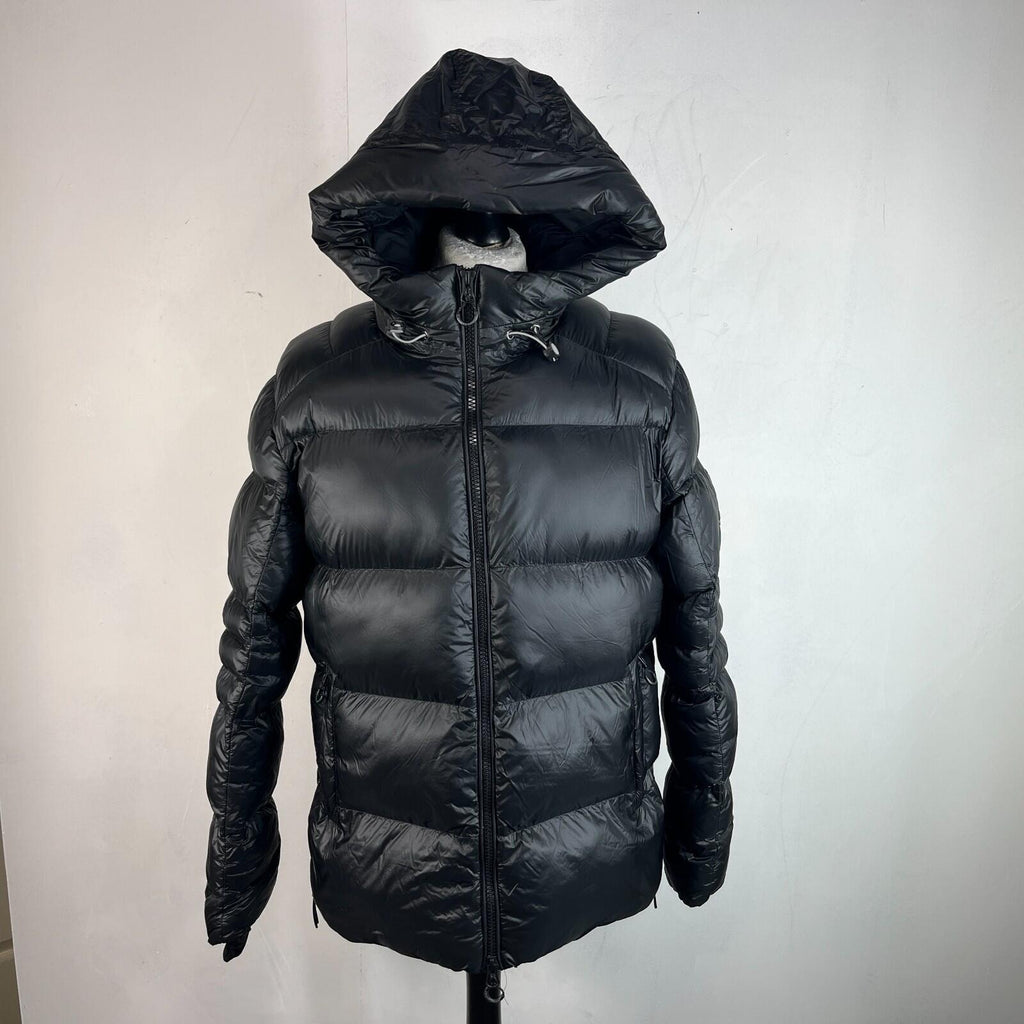 Mens Zavetti Canada Black Super Puffer Parka Jacket with Hood size Large